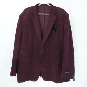 Stafford Sport Coat Mens 56L Burgundy Check Corduroy Big &‎ Tall Classic Casual